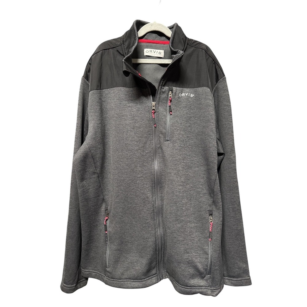 Orvis Bonded Mesh Full Zip‎ Pocket Jacket Men's Large Gray Black YKK Zip Outdoor